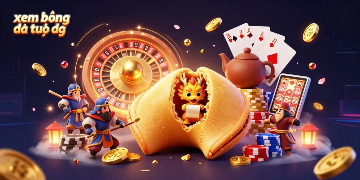 Engage in xem bóng đá trực tiếp with dynamic casino elements and vibrant characters amid a rich, captivating scene.