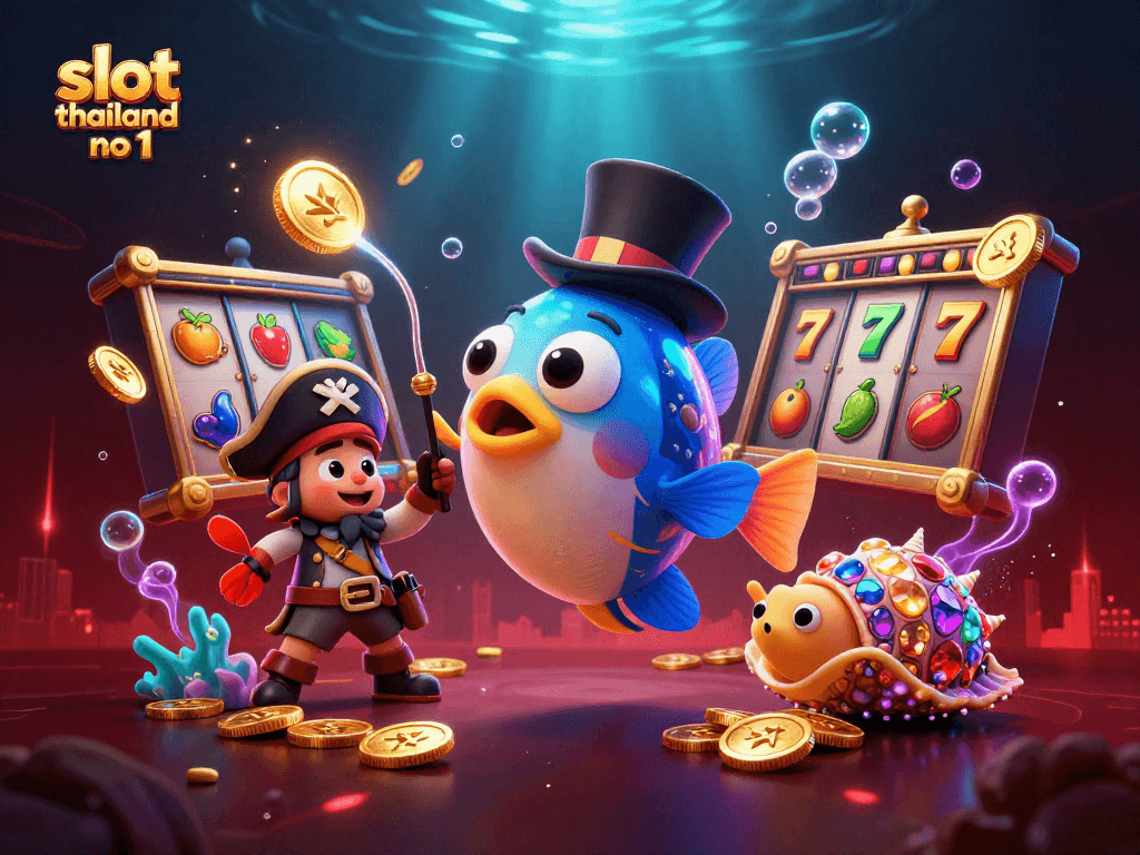 Spin to win with slot thailand no 1 in this captivating underwater casino adventure illustration.
