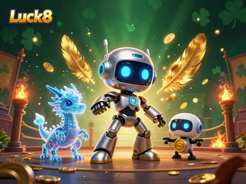 Experience Luck8's thrill in a vibrant 3D casino scene, showcasing vibrant digital characters.
