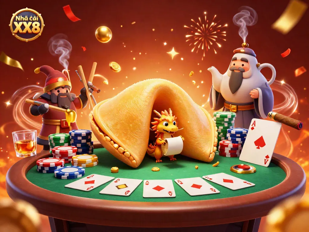 Experience the vibrant action of Nhà cái XX8 with a colorful casino scene featuring a wise dragon and golden themes.