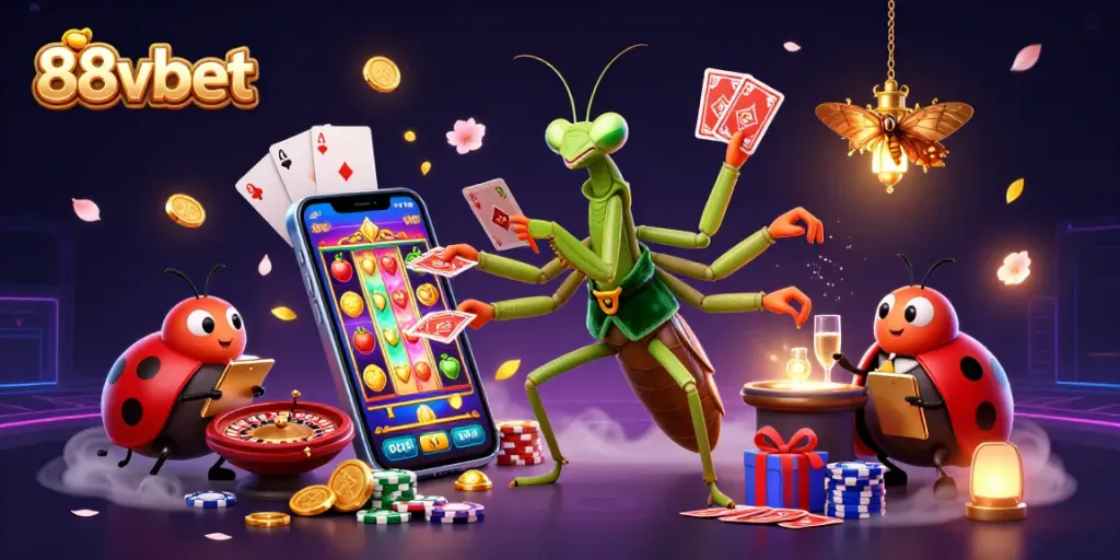 Experience exciting casino action with 88vbet in this vibrant, dynamic illustration.