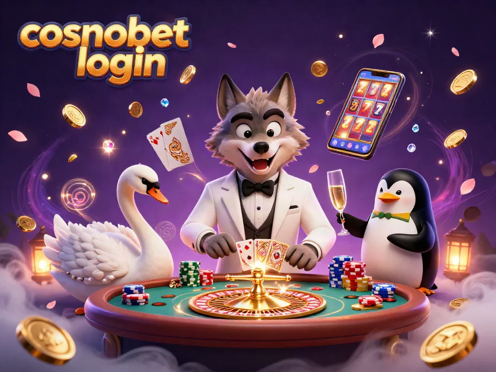Experience the thrill of cosmobet login with a vibrant 3D casino scene full of excitement.