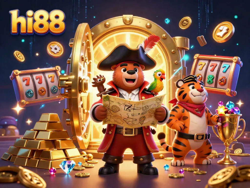 Engage with hi88's exciting pirate-themed casino adventure featuring vibrant characters and dynamic game elements.