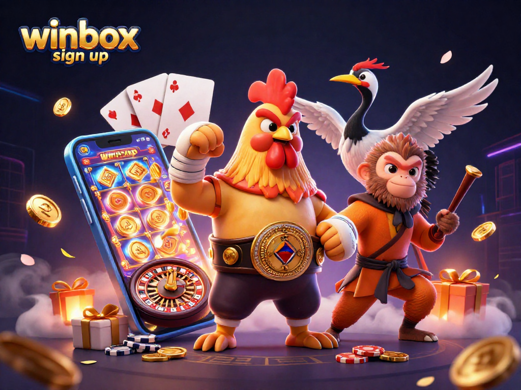 Experience winbox sign up for slots and live casino with a vibrant 3D scene of gaming action.