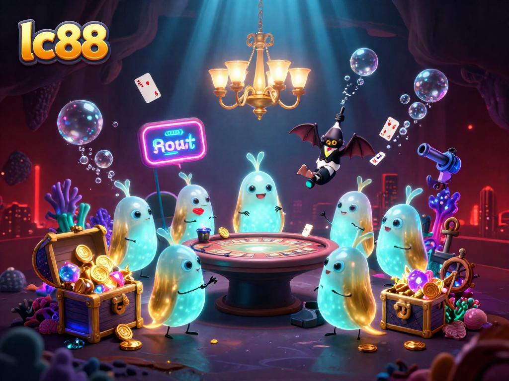 Experience lc88's vibrant gaming atmosphere with glowworms illuminating a cave casino