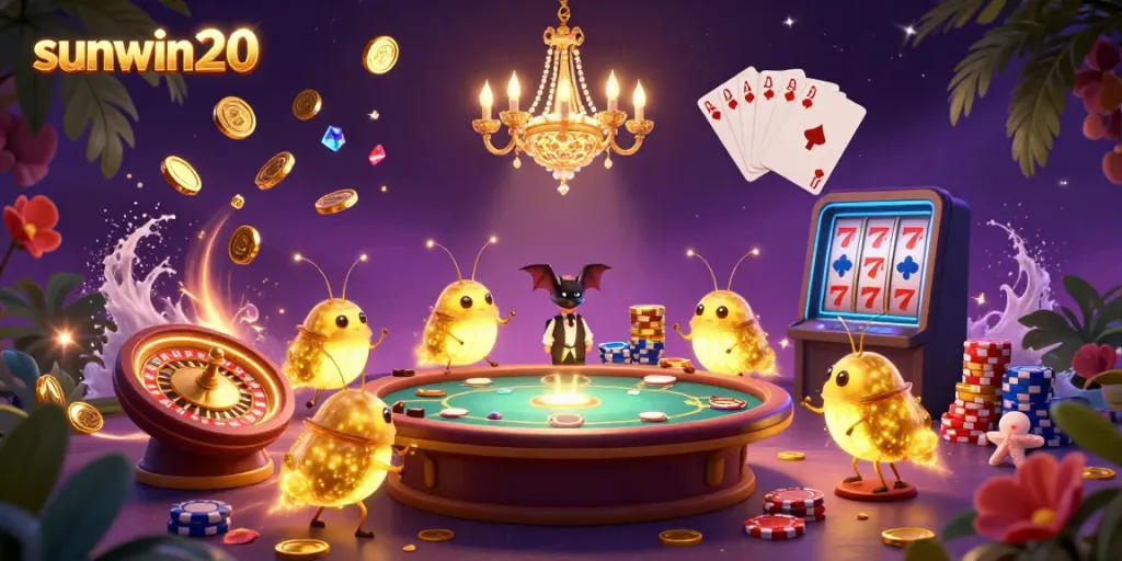 Experience the excitement of sunwin20 casino with vibrant glowworms lighting up the scene and dynamic game elements.