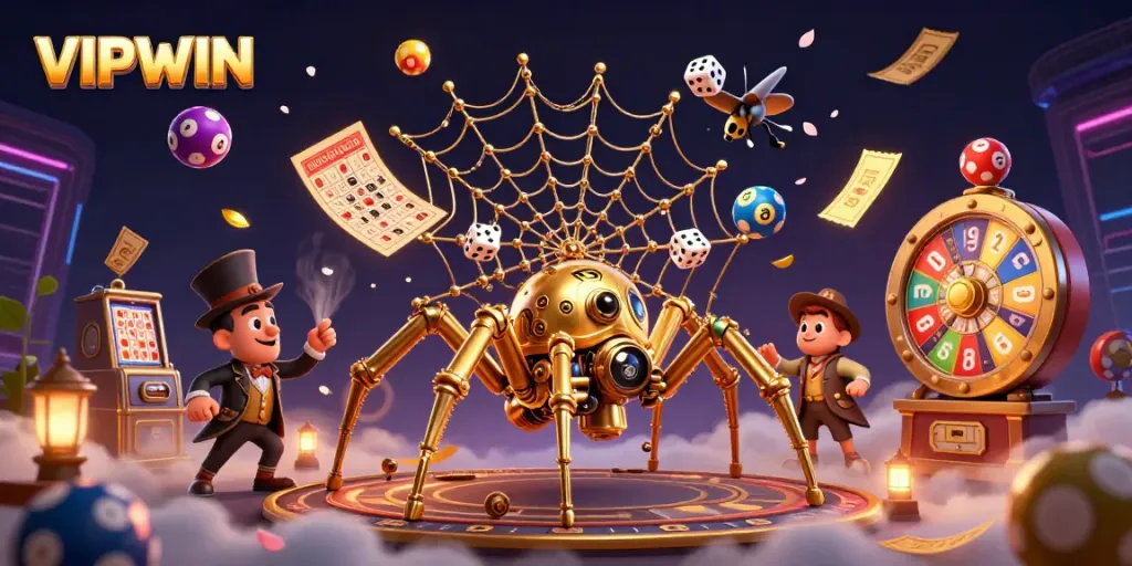 Experience captivating gameplay with VIPWIN, featuring a vibrant casino scene with dynamic gaming elements.