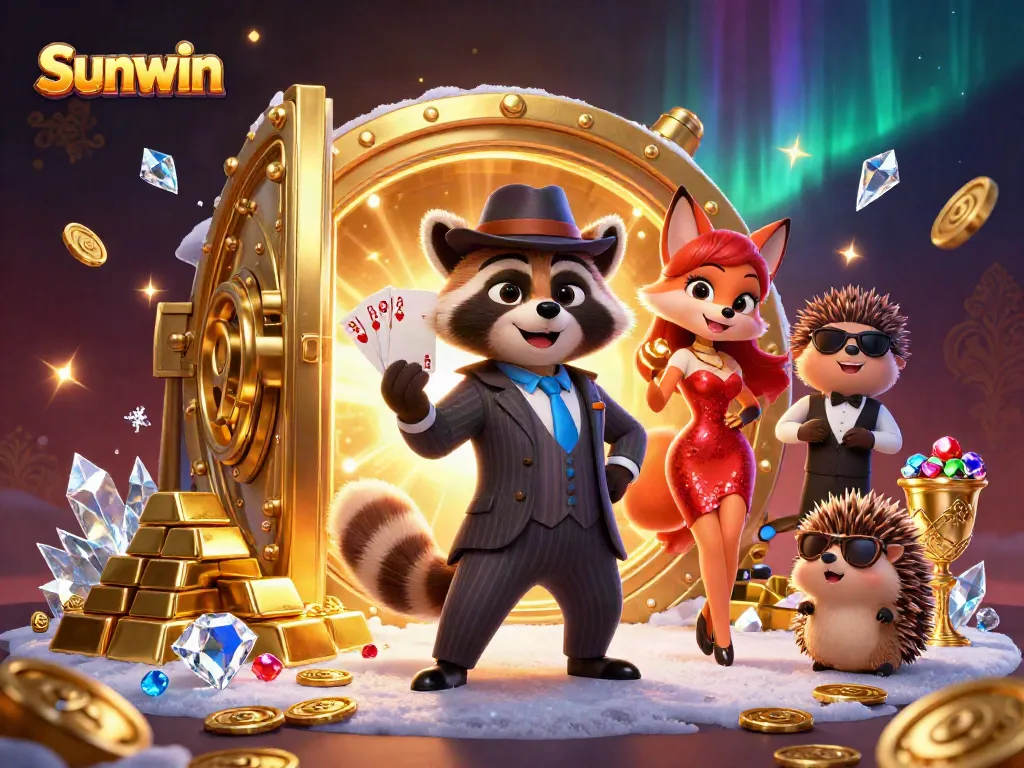 Engage in thrilling Baccarat at Sunwin with stylish characters celebrating big wins.