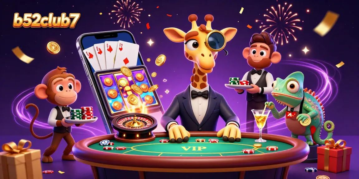 Experience thrilling gameplay at b52club7 with a high-roller giraffe at an exciting casino scene.