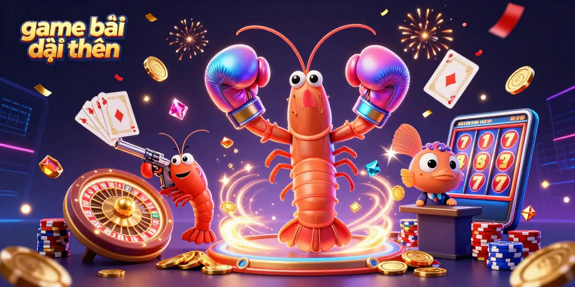 Join the game bài đổi thưởng excitement with 3D characters amidst a vibrant casino scene.