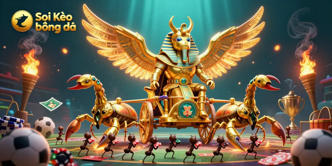 Soi Kèo bóng đá: Experience sports betting excitement with a colossal scarab beetle leading the way