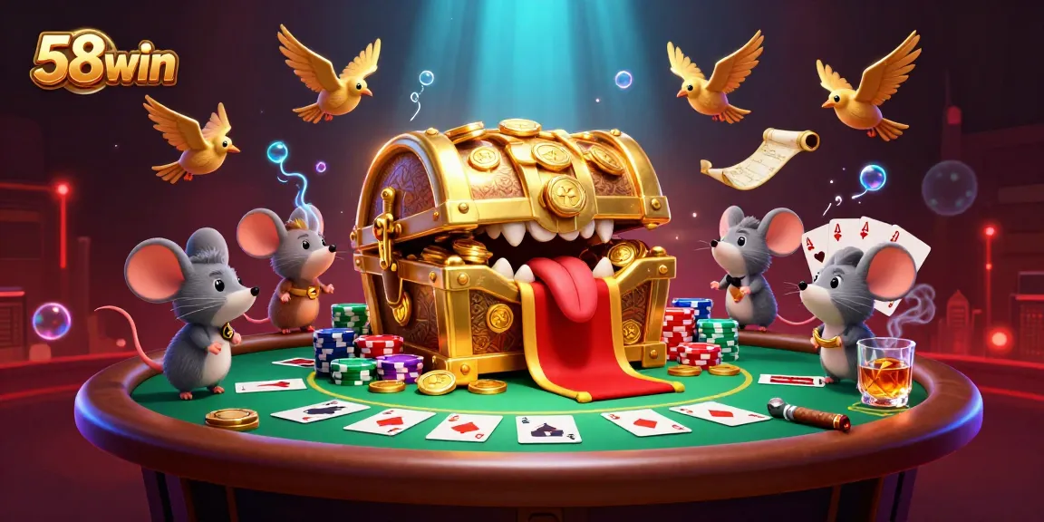 Experience thrilling gambling with 58win featuring treasure chests, poker, and dynamic casino elements.