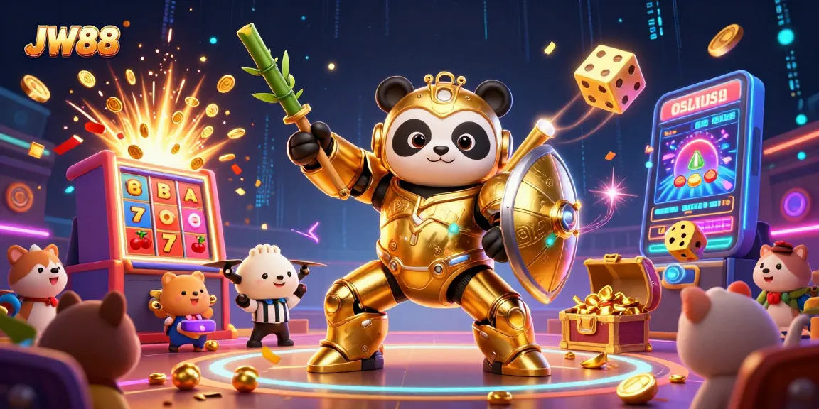 Experience the thrilling games at JW88 with a vibrant 3D scene of dynamic casino action.