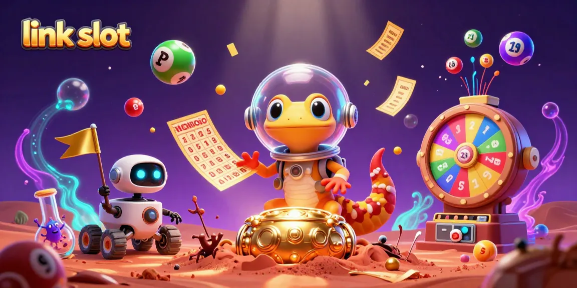 Gekko Mars 3D bermain slot link dalam kasino emas, menarik perhatian dengan suasana menakjubkan.