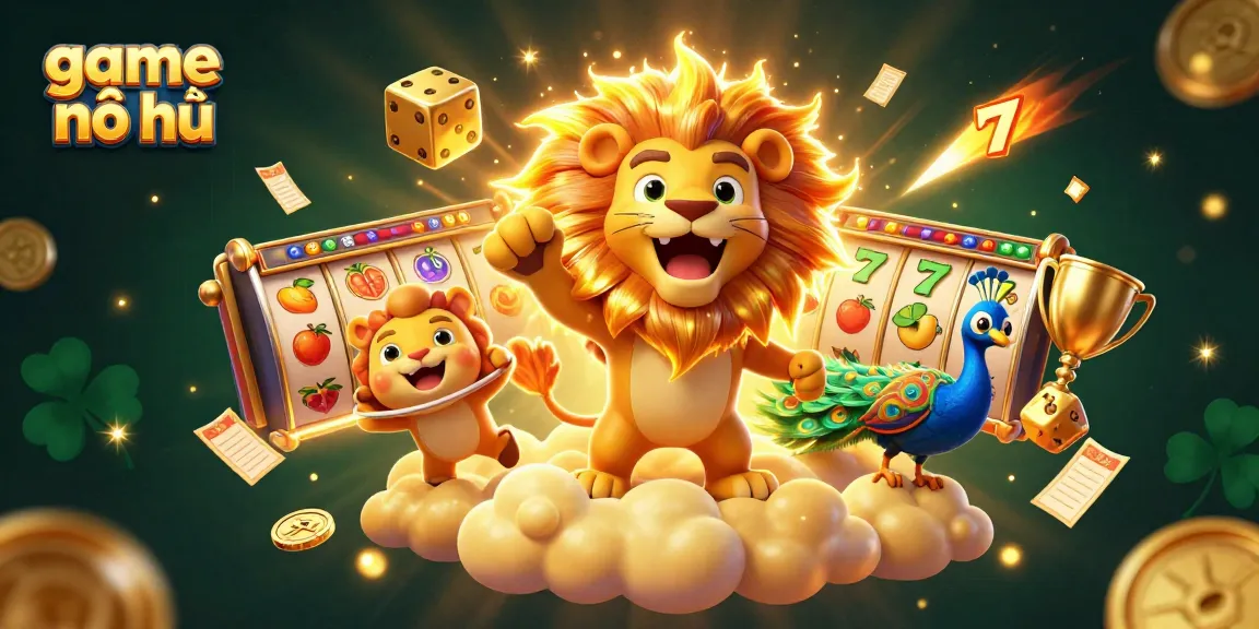 Experience thrilling game nổ hũ with vivid slot elements and energetic characters in lively 3D art.