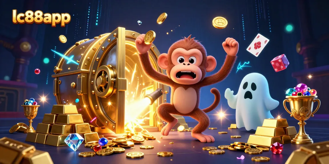 Experience excitement with lc88app as the playful monkey juggles golden treasures in a haunted casino.