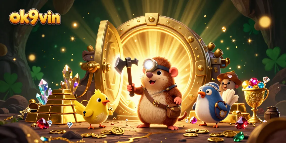 Bet big at ok9 vin with a treasure-hunting mole in a vibrant casino cave