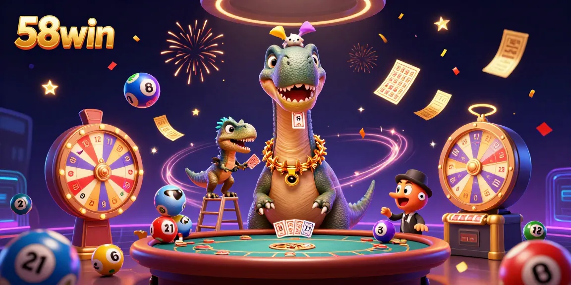 Play exciting games at 58win while a playful dinosaur overlooks the fun!