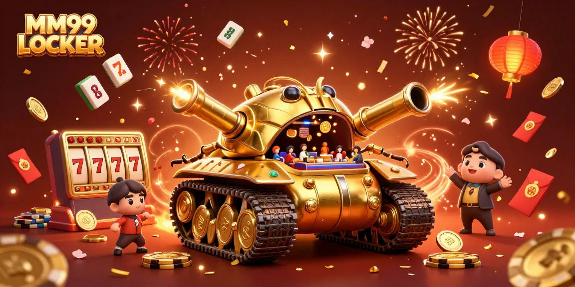 Experience the excitement of MM99 LOCKER with a vibrant cartoon casino scene full of festive elements.