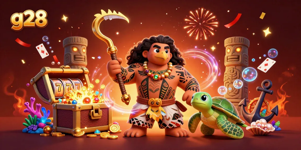 Engage with thrilling g28 casino gameplay featuring a Polynesian demigod and treasure-filled adventure.