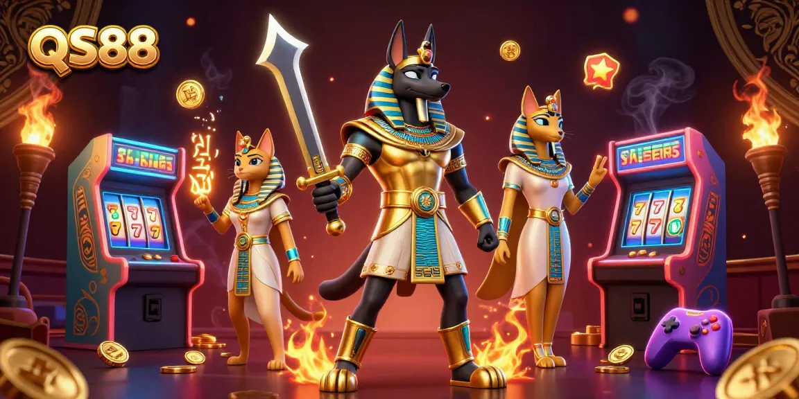 Experience thrilling gameplay at QS88, featuring Anubis and Bastet in a vibrant digital casino adventure.