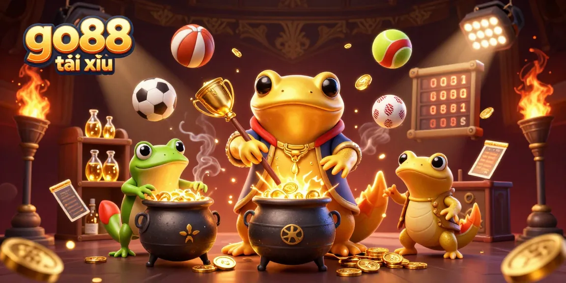 Experience thrilling go88 tài xỉu gameplay with an alchemist and sports elements in this vibrant illustration.