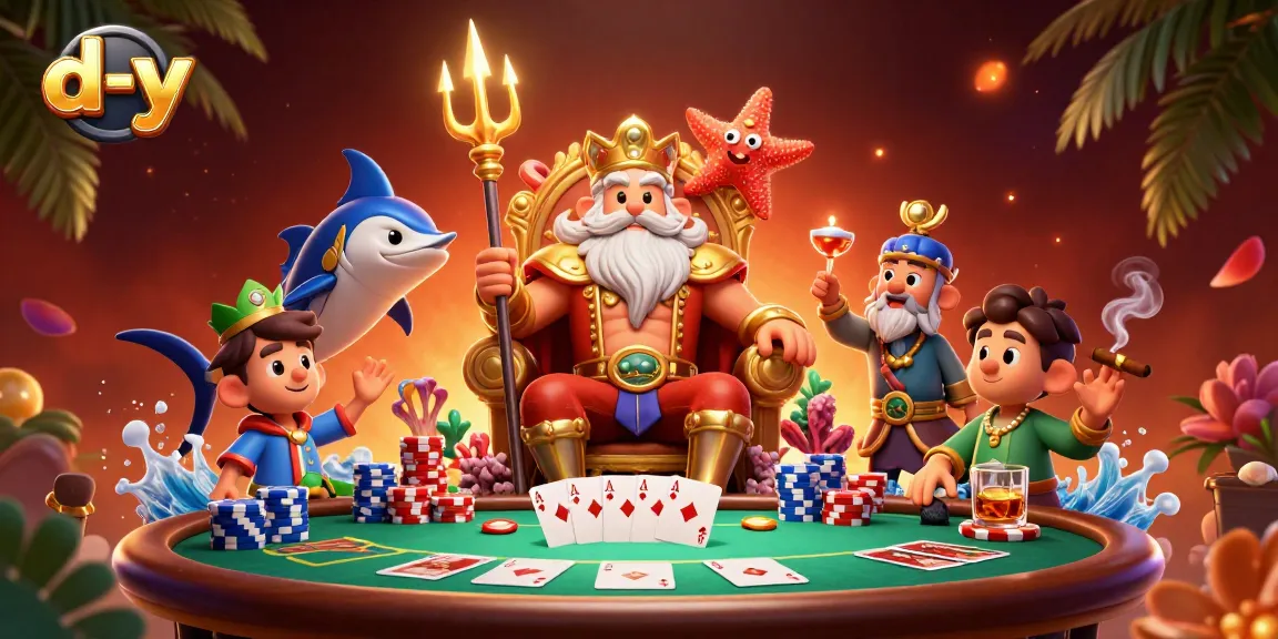 Engage with thrilling poker action at d-y, featuring Neptune and vibrant casino elements.