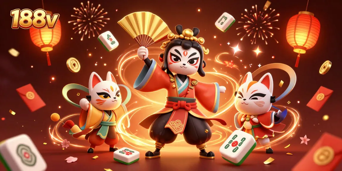 Experience thrilling gameplay with 188v through an energetic casino illustration featuring vibrant characters and gaming elements.