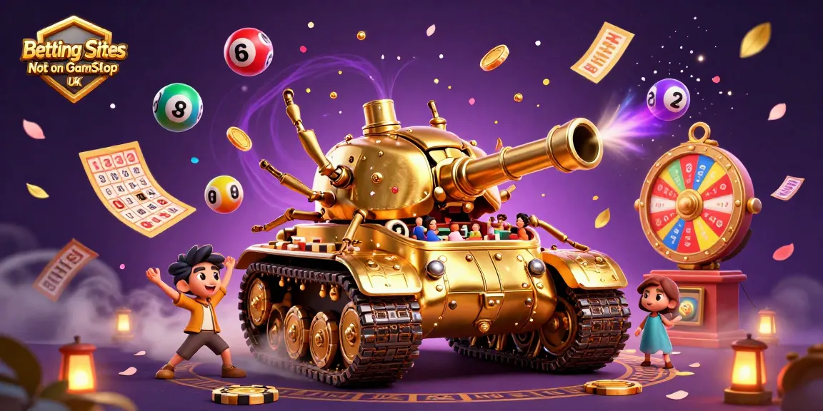 Betting Sites Not on GamStop UK offers an exciting scene with a golden beetle tank revealing a miniature casino.