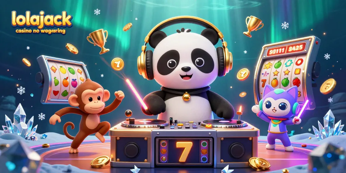 Experience lolajack casino no wagering with vibrant 3D characters and lively slot elements in an engaging scene.