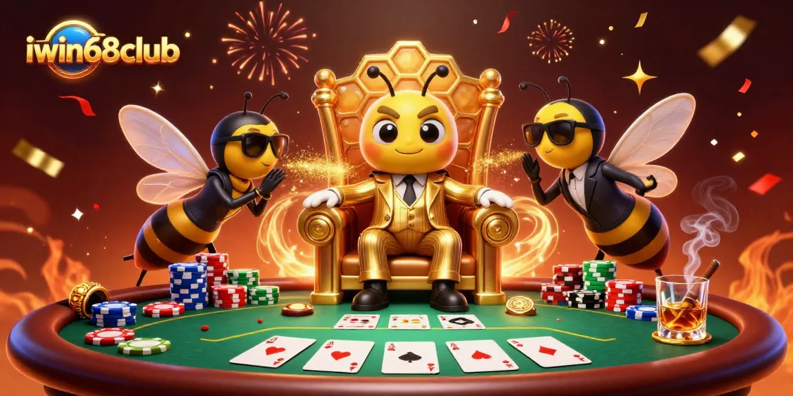 Join the excitement at iwin68club with a vibrant 3D illustration showcasing thrilling poker gameplay and dynamic characters.