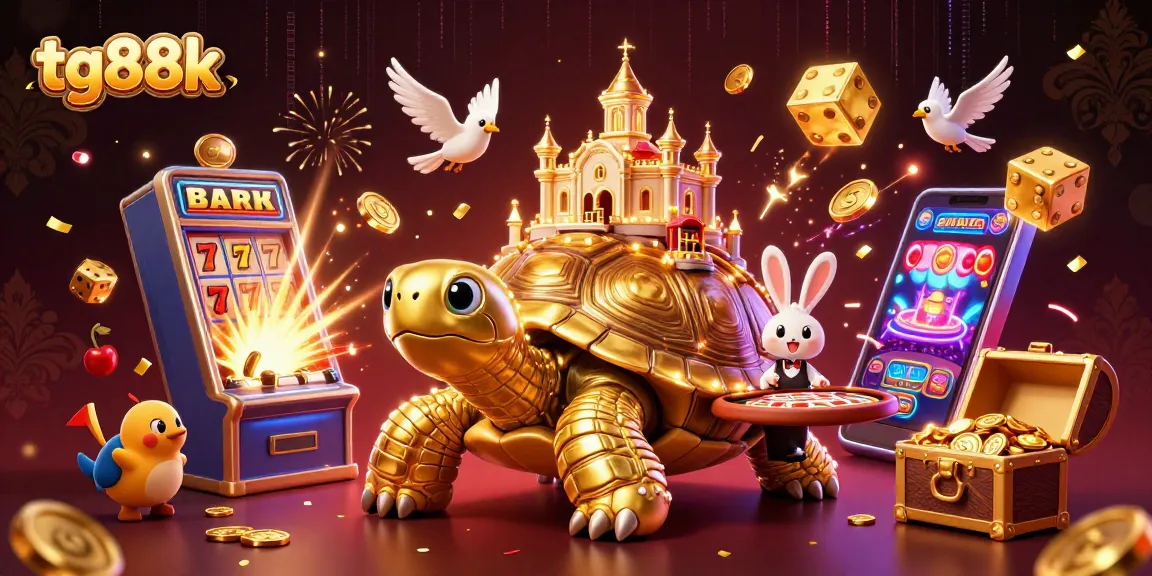 Engage with the vibrant tg88k casino scene featuring a golden tortoise and dynamic jackpot excitement.