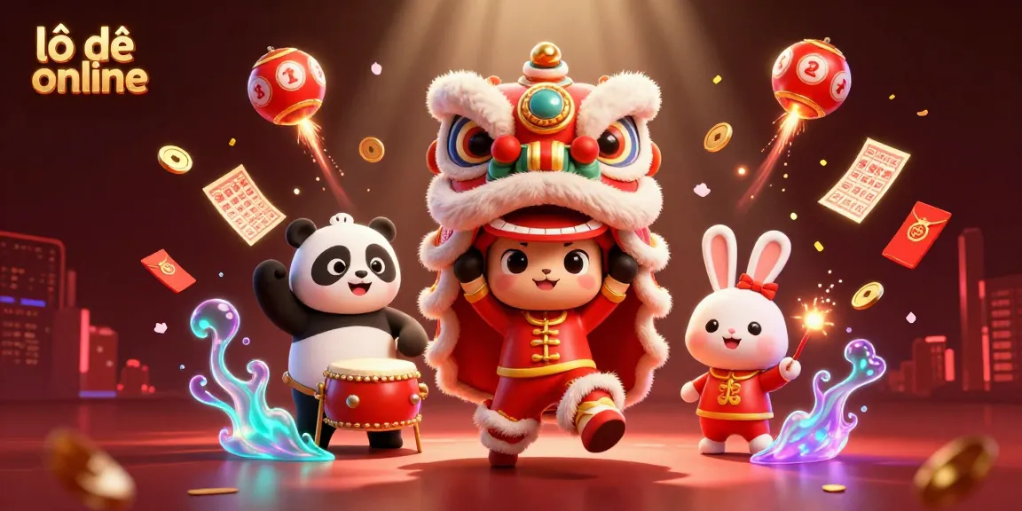 Engage in lô đề online with vibrant characters and energetic elements in this festive 3D illustration.