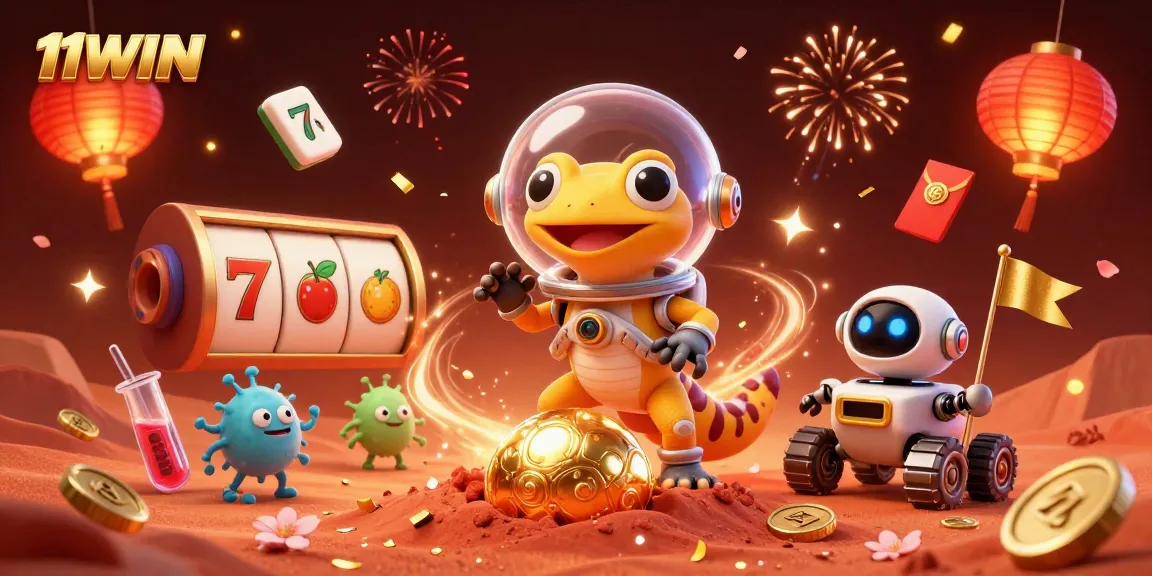 Experience the vibrant world of 11WIN as our Martian gecko uncovers a thrilling golden casino filled with excitement.