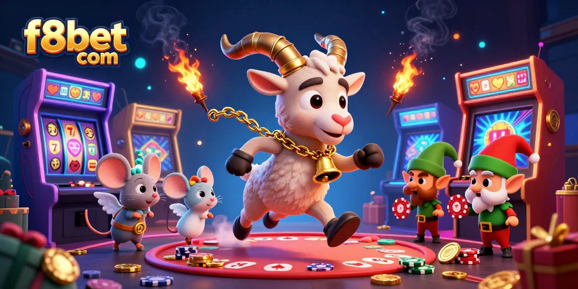 Engage in thrilling games at f8bet com with festive 3D characters in a captivating casino environment.