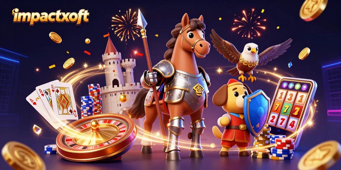 Engage with impactxoft's exciting casino adventure featuring a knight, squire, and falcon.