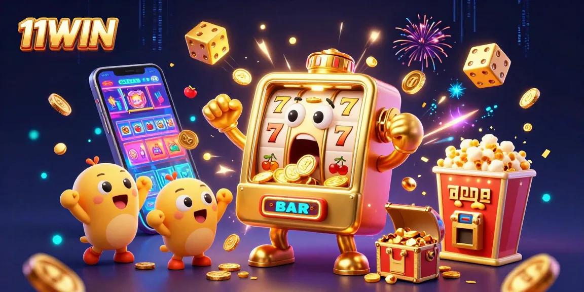 Experience 11WIN's vibrant casino excitement as the lucky slot machine hits a jackpot!