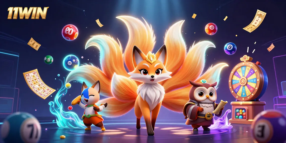 Experience the vibrant world of 11WIN with dynamic lottery elements and magical characters.