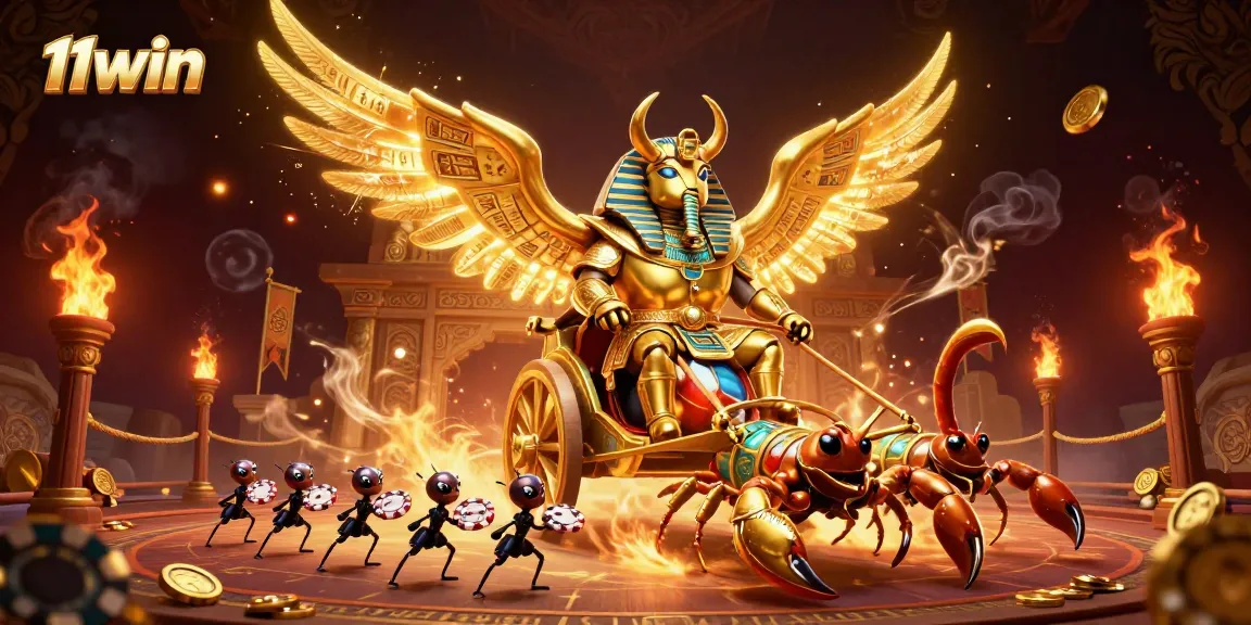 Engage with 11WIN's thrilling casino atmosphere featuring vibrant characters and rich game elements.