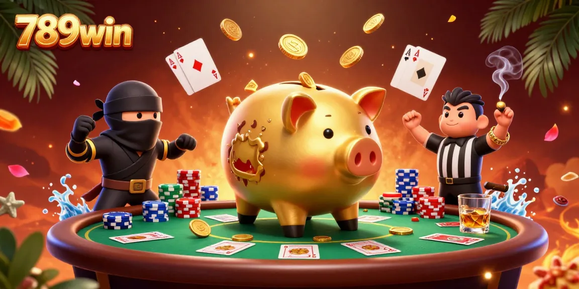 Experience excitement with 789win's dynamic gaming scene featuring iconic casino elements.