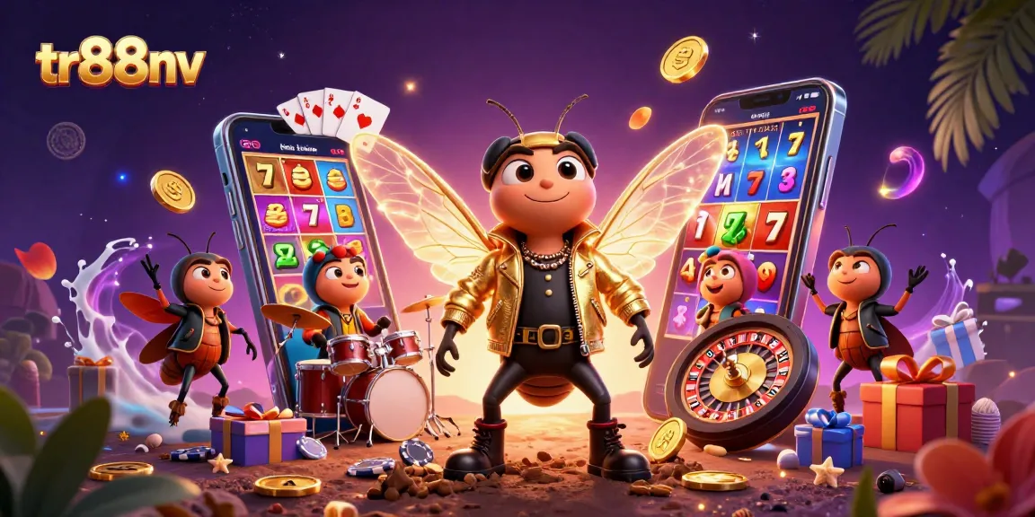 Experience thrilling gameplay at tr88nv featuring a vibrant 3D casino scene with dynamic characters and games.