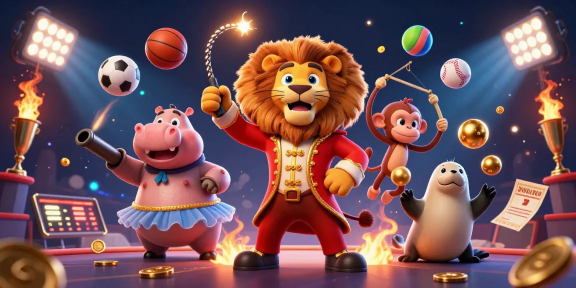 Experience thrilling gameplay with 7Ball in this vibrant gambling scene featuring exciting characters and dynamic sports elements.