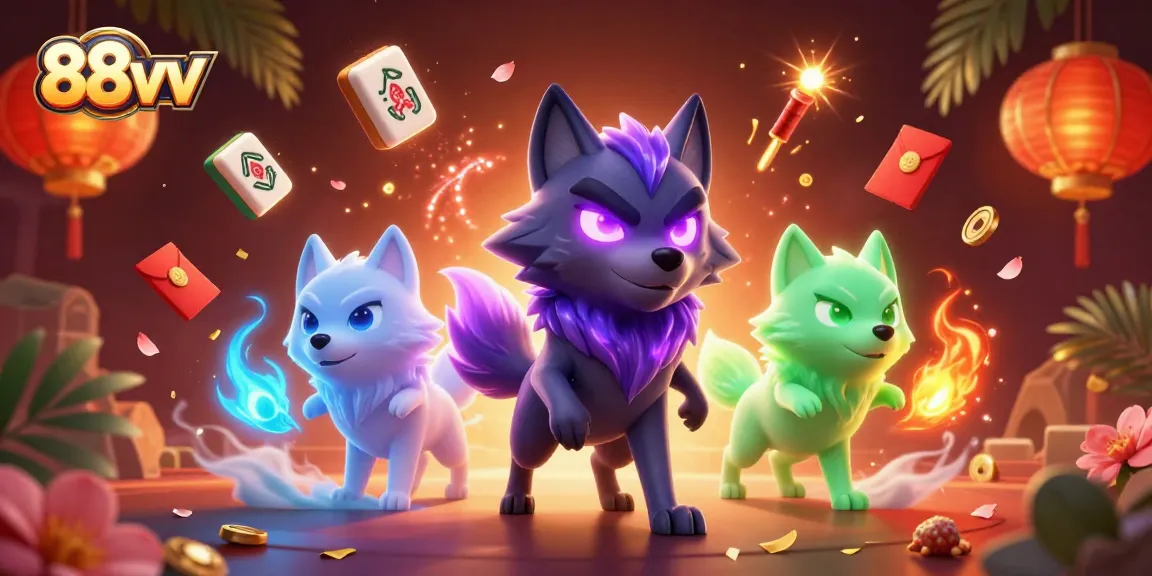 Experience thrilling gameplay with 88vv's dynamic casino-inspired 3D scene featuring mystical wolves.